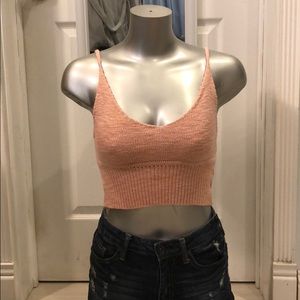 Knitted pastel pink crop top